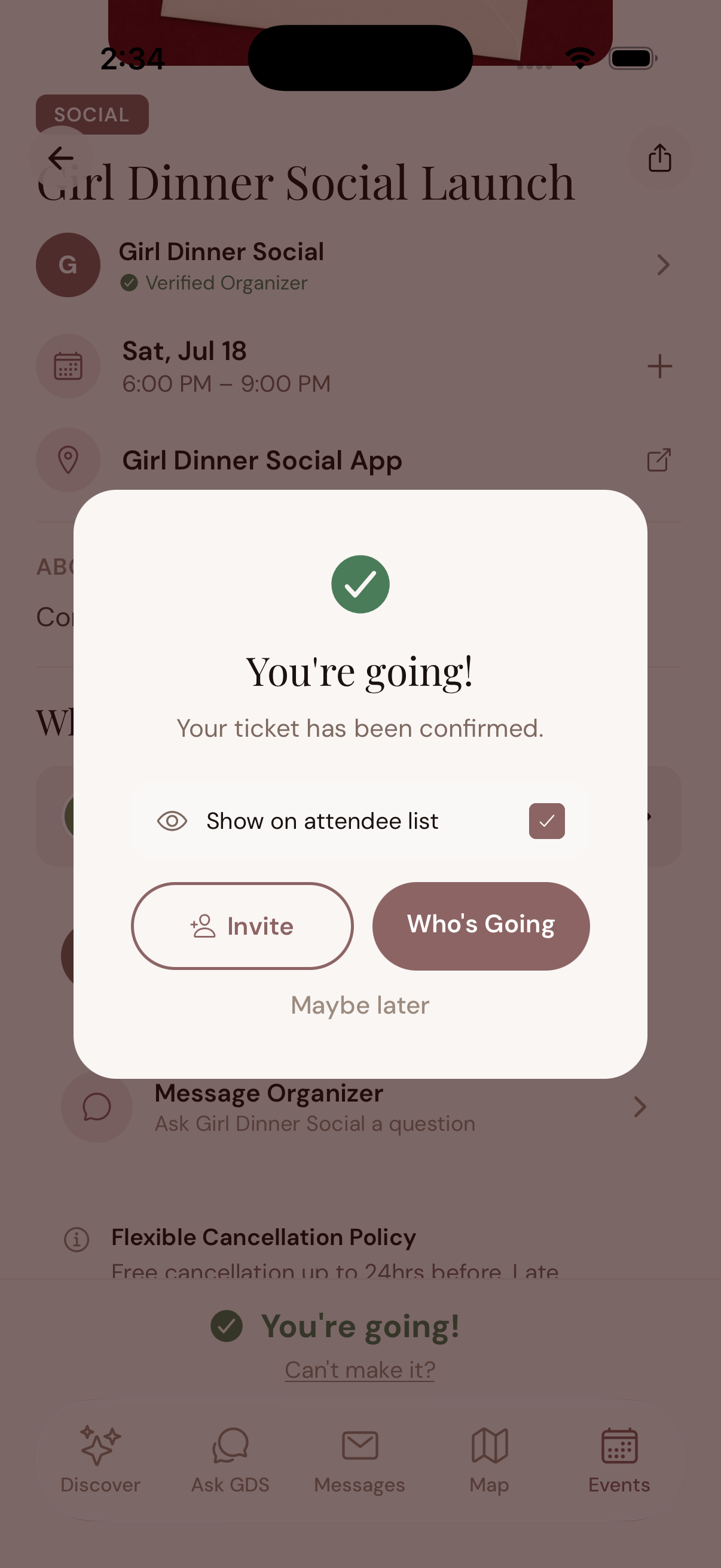 You're going — ticket confirmed