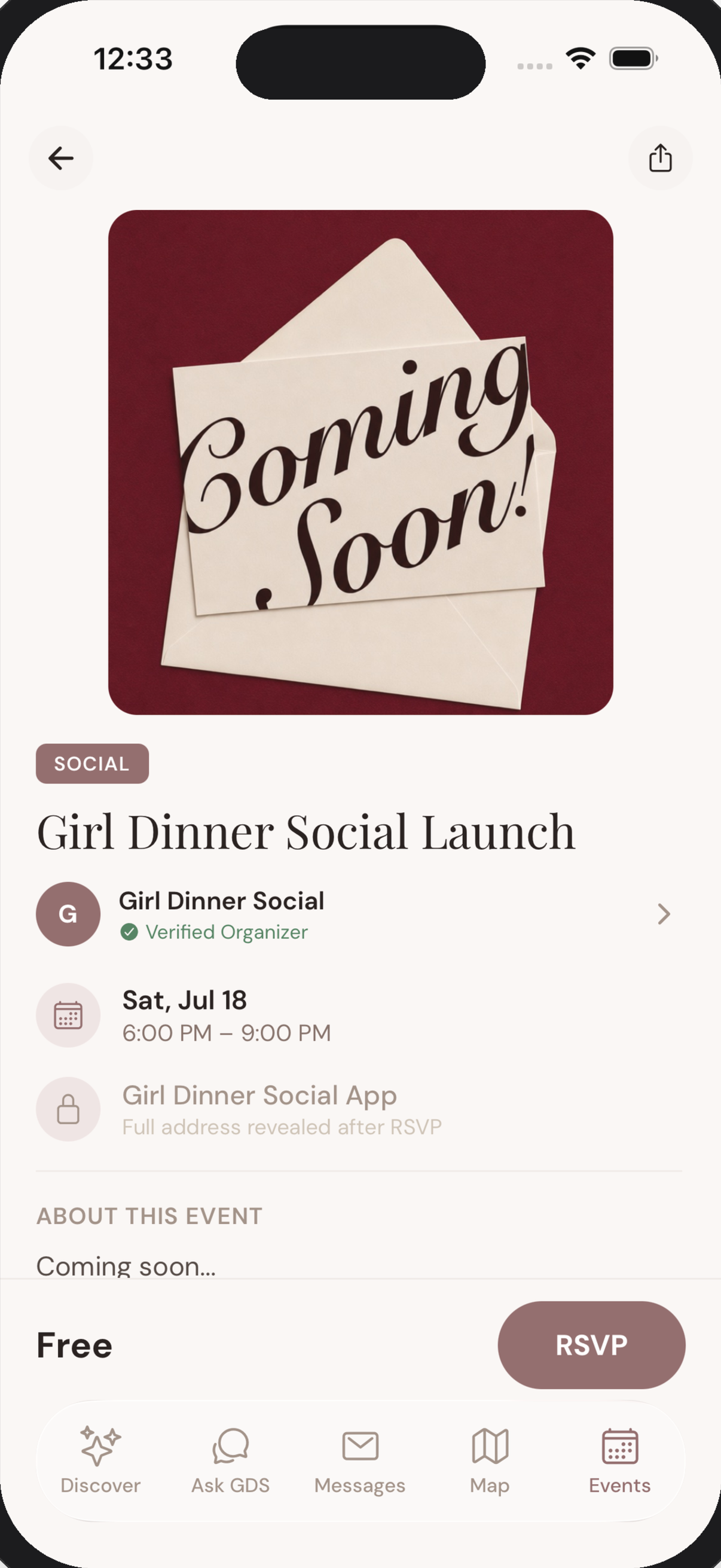 Girl Dinner Social Launch — event detail