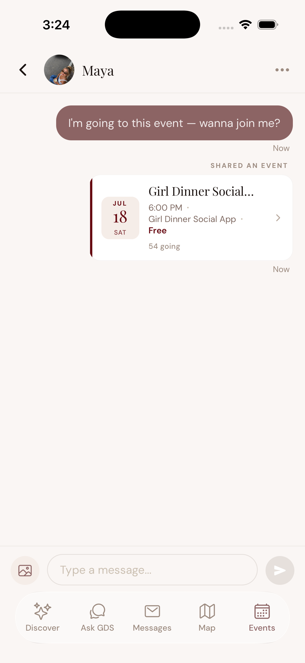 Chat with Maya — shared event